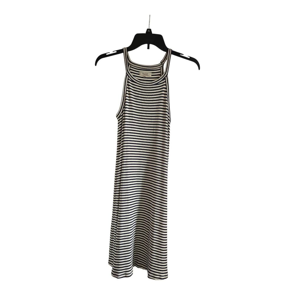 Madewell Tank Dress Size XS Navy Cream Stripes Ribbed Stretch